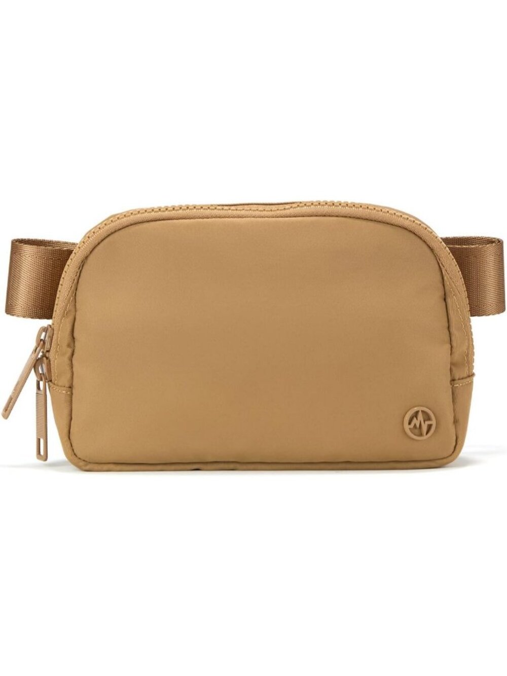Women's Burnt Caramel Nylon Fanny Pack Double Zipper Waist Pack Adjustable Strap